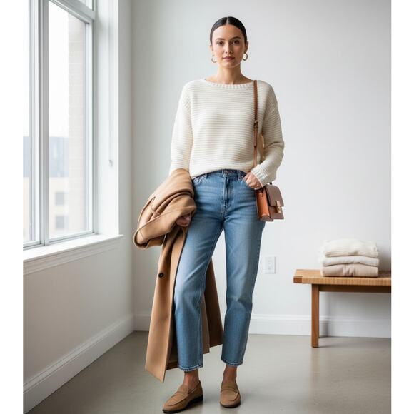 HIHO Designed in Tortola BVI Cream Alpaca Blend Knit Sweater | Women's M - Picture 3 of 11